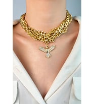 Anka Kuşlu Sarmal Zincir Kolye - Gold