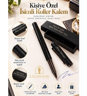 Kalemhane Kişiye Özel İsimli Mat Siyah Roller Kalem – Özel Yazılı Hediyelik Kutulu