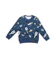 Uzay Desenli Dijital Baskılı  Organik Bebek Sweatshirt