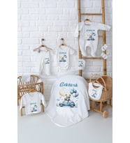 Pia Baby Premium Özel Tasarım Erkek Bebek Hediyesi İsim Baskılı 10’lu Set 5056-01 (Krem)