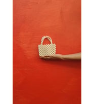 Orta Boy İnci Çanta Telefon Boyutunda Abiye El Çantası (Beyaz)