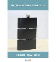 3 Katlı Paslanmaz Çelik Matara Siyah Renk Modern Tasarım