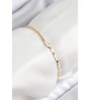 Pirinç Zirkon Taşlı Damla Model Ezme Zincir Gold Renk Kadın Bileklik 5886 - HPSBYI1902-6522