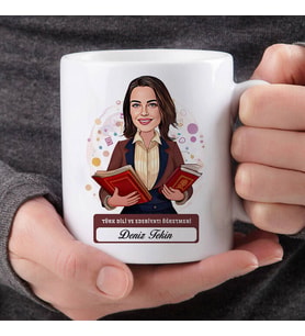Kadın Türk Dili Edebiyatı Öğretmenine Hediye Karikatürlü Bardak