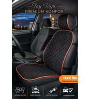 Oto Koltuk Kılıfı Tay Tüyü 4 Katmanlı Minder Tekli Ön Terletmez, Kaymaz, Su Geçirmez, Airbag Uyumlu - Siyah Taba