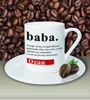 Kişiye Özel Baba Sözlük Açıklaması Tasarımlı Beyaz Kahve Fincanı