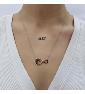 Anne Kız Sonsuzluk 925 ayar rose kaplama gümüş kolye (Karışık)
