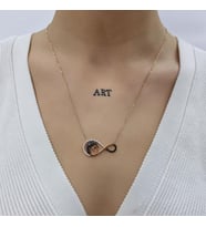 Anne Kız Sonsuzluk 925 ayar rose kaplama gümüş kolye (Karışık)