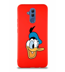 Huawei Mate 20 Lite Soft Premier Kapak Donald Duck-A Tasarımlı Silikon Kılıf - Kırmızı (Şeffaf)