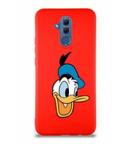 Huawei Mate 20 Lite Soft Premier Kapak Donald Duck-A Tasarımlı Silikon Kılıf - Kırmızı (Şeffaf)