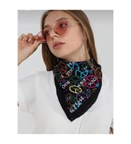 Peace Barış Desenli Fular Bandana Pamuklu Unisex (Çok Renkli)