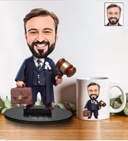 Kişiye Özel Avukat Karikatür Biblo Ve Kupa Hediye Seti 238