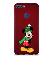 Huawei P Smart Soft Premier Kapak Mickey Mouse-G Tasarımlı Silikon Kılıf - Mürdüm (Şeffaf)
