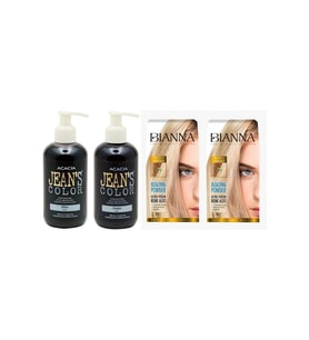 Jean's Color Mor Violet Saç Boyası 250 ml + Mavi 250 ml+ Bianna Açıcı 2 Paket