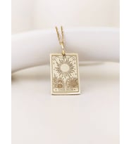24 Ayar Has Altın Kaplama  The Sun Tarot Gümüş Kolye