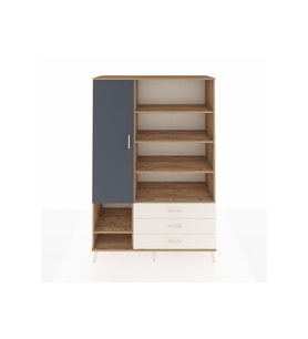Hyperion Dolap 9 Raflı 3 Çekmeceli Tek Kapaklı  132x44x195 Çam-Antrasit/Aytaşı