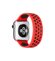 Apple Watch 38mm Ayarlı Delikli Silikon Kordon - Kırmızı-siyah
