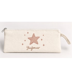 Kişiye Özel Parıltılı Yıldız Baskılı Fermuarlı Clutch El Çantası Makyaj Çantası