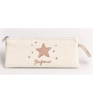 Kişiye Özel Parıltılı Yıldız Baskılı Fermuarlı Clutch El Çantası Makyaj Çantası