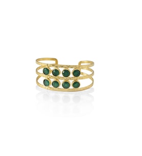 Kadir Jewellery 22 Ayar Altın Kaplama El İşçiliği Zirkon Taşlı Kadın Kaburga Bilezik (K.Yeşil)