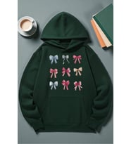 Unisex Renkli Kurdele Baskılı kapüşonlu Sweatshirt (Yeşil)