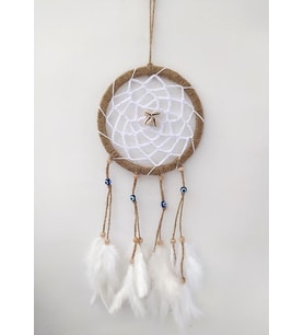 Hdmarketim Nazar Boncuklu Düş Kapanı Dreamcatcher Kuş Tüyü Duvar Süsü