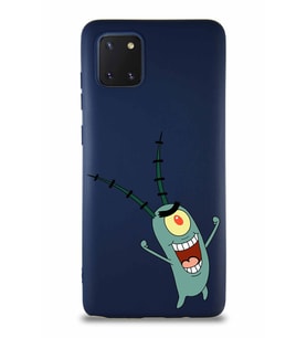 Samsung Galaxy Note 10 Lite Soft Premier Kapak Plankton Tasarımlı Silikon Kılıf - Lacivert (Şeffaf)