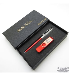 16GB. İsme Özel Otg Usb Bellek + Scrikss İsme Özel Kalem Seti - Kırmızı