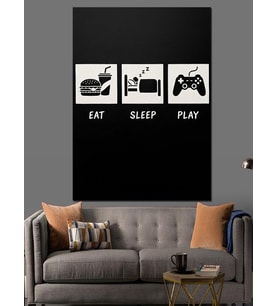 Eat Sleep Play Oyun Modu Dekoratif Kanvas - Mdf Ahşap Tablo