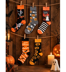 5'li Halloween Çorap Seti Cadılar Bayramı Hediye İskelet Hayalet Balkabağı Desenli Çorap