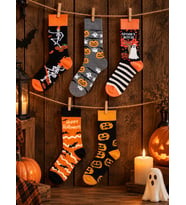 5'li Halloween Çorap Seti Cadılar Bayramı Hediye İskelet Hayalet Balkabağı Desenli Çorap