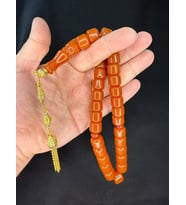 SEVGİLİYE ÖZEL HEDİYE SIKMA ÇUBUK KEHRİBAR TESBİH TEKER KESİM AÇIK KAHVE RENK 13MMX11MM H-1776. (Çok Renkli)