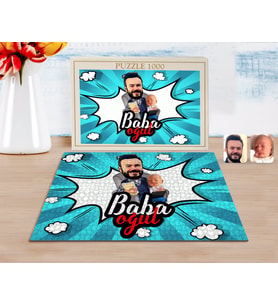 BK Gift Kişiye Özel Baba Oğul Karikatürlü 1000 Parça Profesyonel Puzzle-4