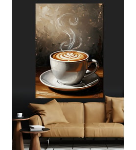Sıcak Kahve Fincanı Dumanı Dekoratif Kanvas - Mdf Ahşap Tablo