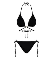 Beria Kadın Çapraz Bağlama Detaylı Üçgen İpli Siyah Bikini Takımı