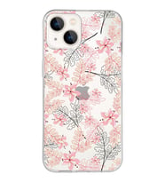 Apple iPhone 13 Mini Uyumlu Kapak Floral Kırmızı Tasarımlı Şeffaf Silikon Kılıf