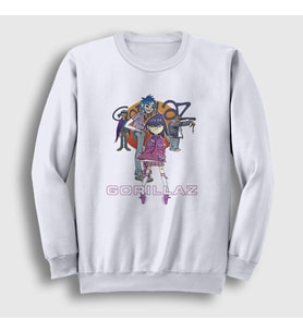 Presmono Unisex Beyaz Sun Gorillaz Sweatshirt 294027tt