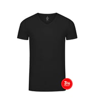Erkek Modal V Yaka Tshirt 3'lü Paket - Siyah