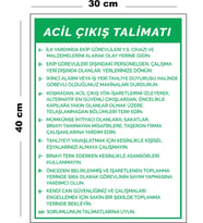 Metal Acil Çıkış Talimatı 30 cm x 40 cm A3 Büyüklüğünde Uyarı Levhası Yönlendirme Tabelası
