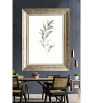 Tablore Suluboya Soft Yaprak Çerçeveli Tablo Minimalist İskandinav Botanik Duvar Dekoru Yatak Odası Tablosu