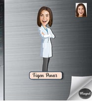 Kişiye Özel Doktor Kadın Ahşap Magnet -1