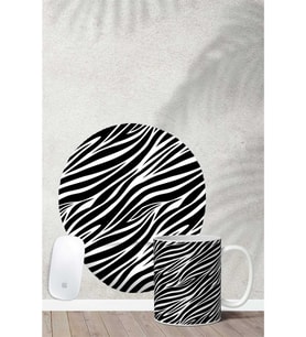 Zebra Desenli Bilek Destekli Mouse Pad Kupa Seti