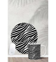 Zebra Desenli Bilek Destekli Mouse Pad Kupa Seti