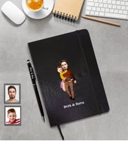 Kişiye Özel Babalar Günü Baba Erkek Çocuk Karikatürlü Siyah Defter Kalem Hediye Seti Model-2