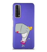 Huawei Y7A Soft Premier Kapak Pearl Yengeç Tasarımlı Silikon Kılıf - Mor (Şeffaf)