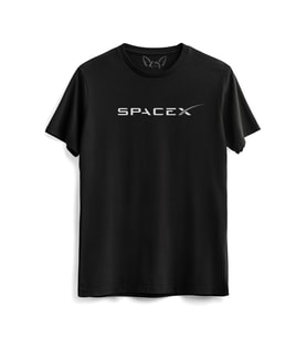 Space X Resimli Dijital Baskılı  Siyah Tshirt