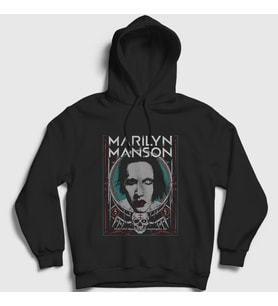 Presmono Unisex Siyah NY Marilyn Manson Kapüşonlu Sweatshirt 38789tt
