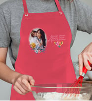 BK Gift Kişiye Özel Fotoğraflı Anneler Günü Tasarımlı Profesyonel Kırmızı Mutfak Önlüğü, Aşçı Önlüğü, Şef Önlüğü, Anneye Hediye-1