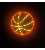 Basketbol Topu Neon LED Duvar Aydınlatması - 28x28 cm (Beyaz)