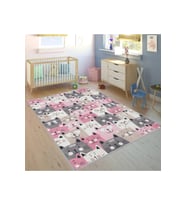 Rovigo Home Dijital Baskı Yıkanabilir Kaymaz Taban Çocuk Halısı RVG4059 (Pembe)
